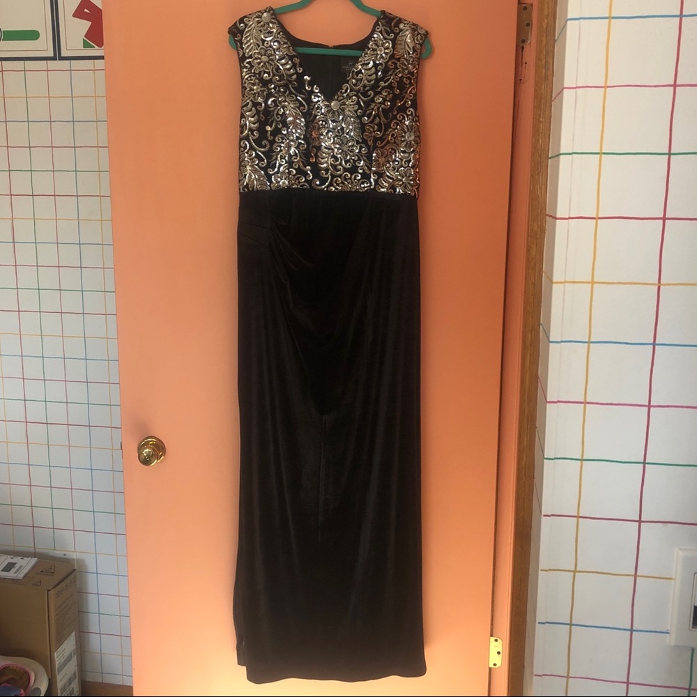 Adrianna Papell velvet and sequin formal dress